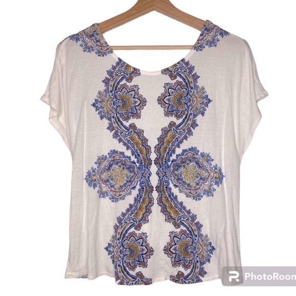 H&M PAISLEY BLOUSE WITH WRAP BACK SIZE MEDIUM - Picture 1 of 4